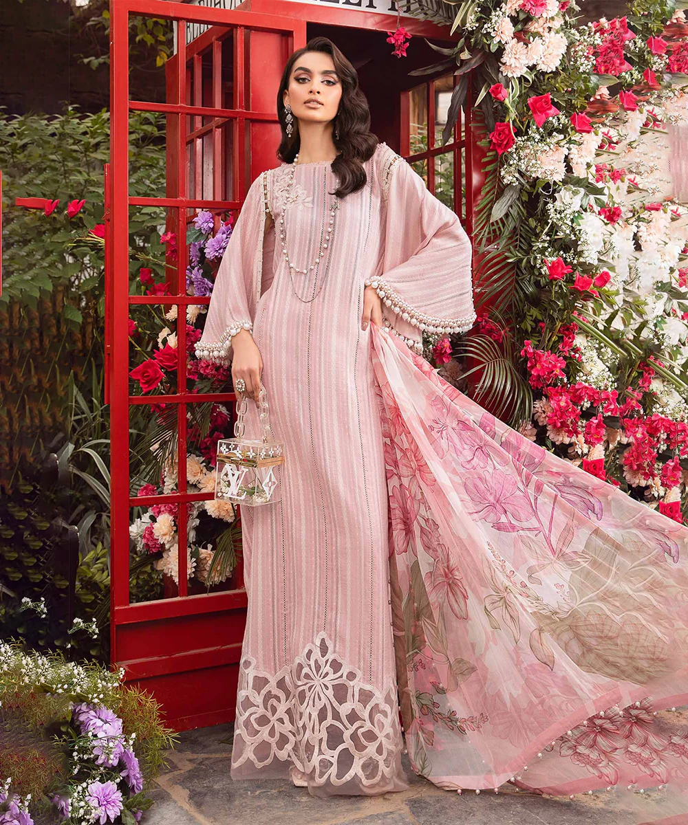 3PC-Printed Lawn Zarri Shirt With Voile Printed Dupatta-1530 -fashion