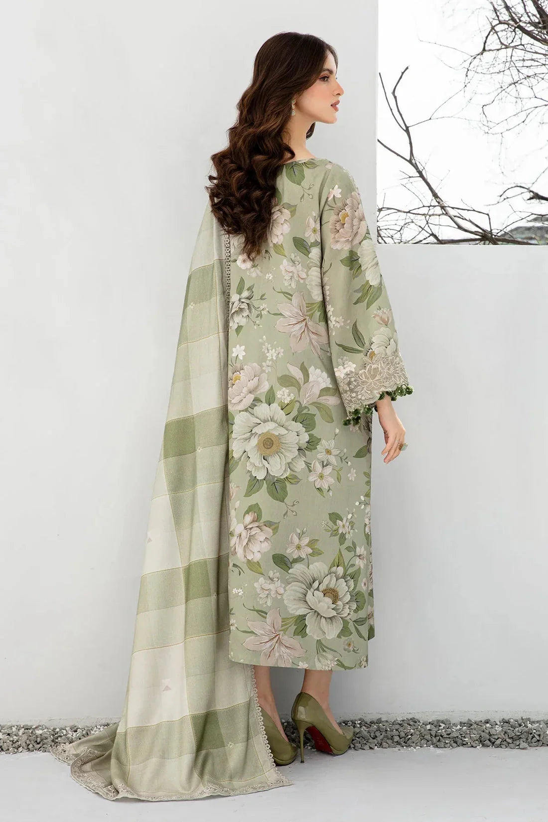 3PC Lawn Printed Shirt With Voile Printed Dupatta-1509 -fashion