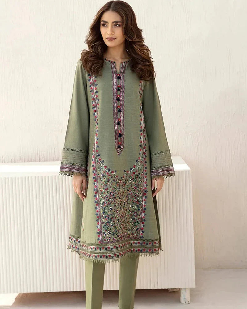 Lawn-3PC Embroidered With Lawn Dupatta-1122 -fashion