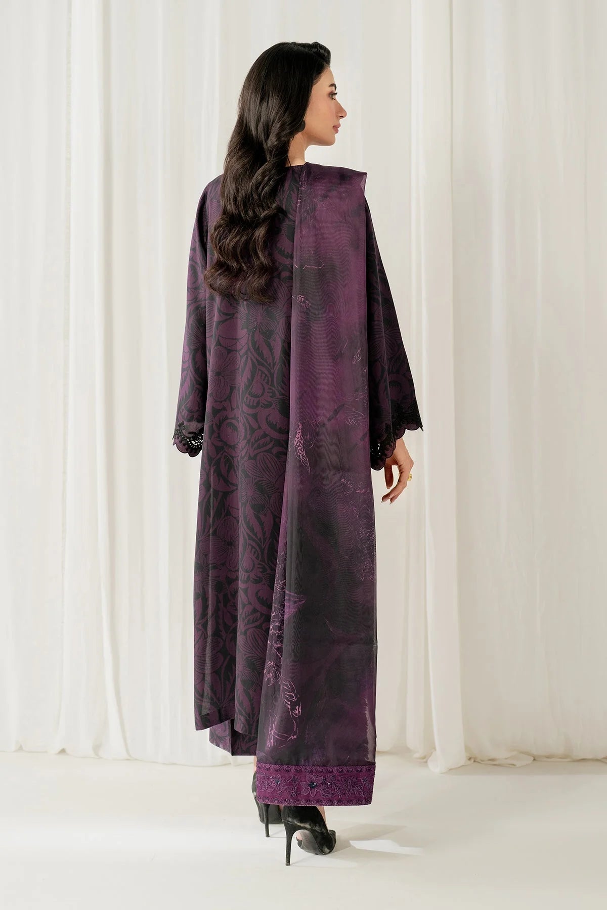 3PC-Printed Lawn Shirt With Voile Printed Dupatta-1550 -fashion
