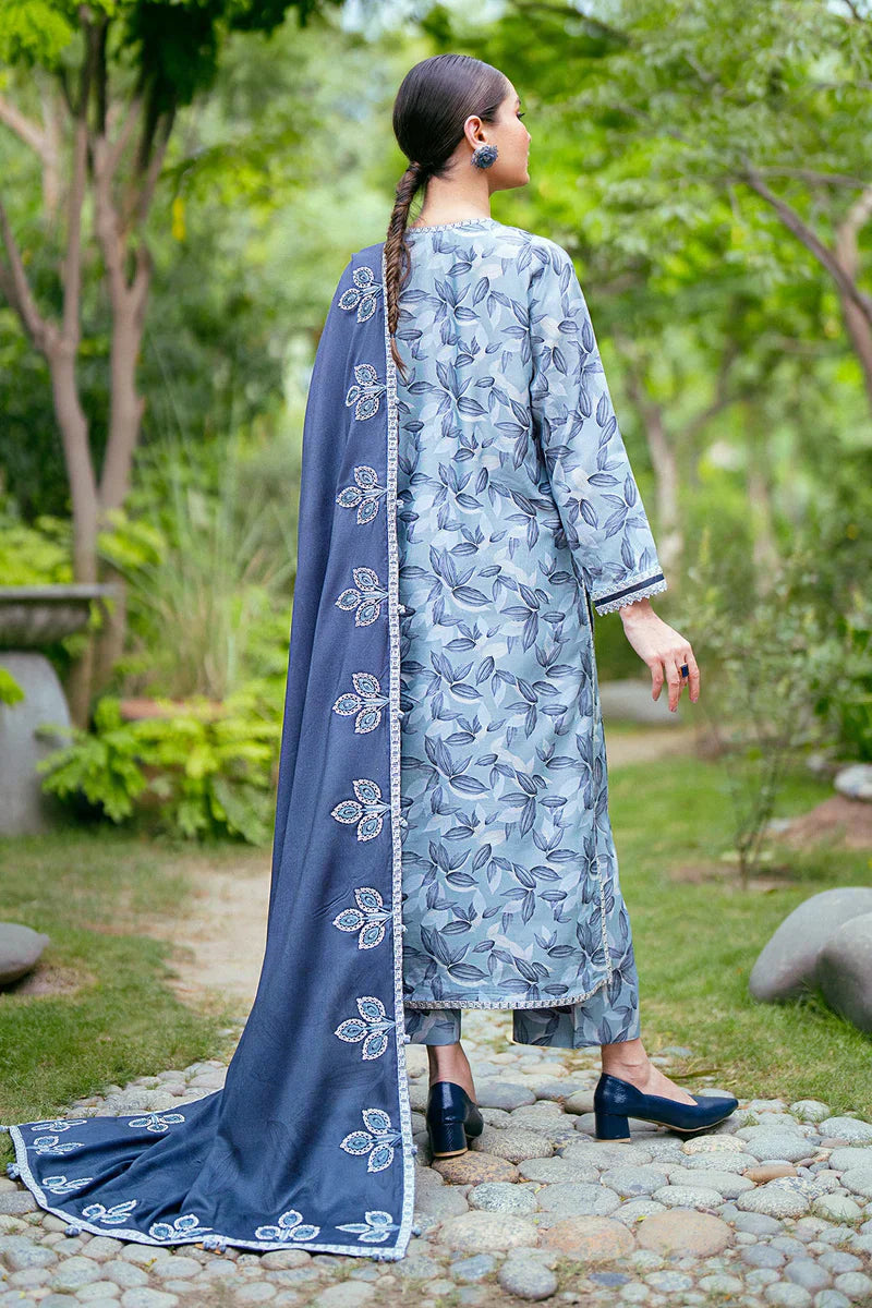 3PC-Printed Lawn Zarri Shirt With Voile Printed Dupatta-1527 -fashion