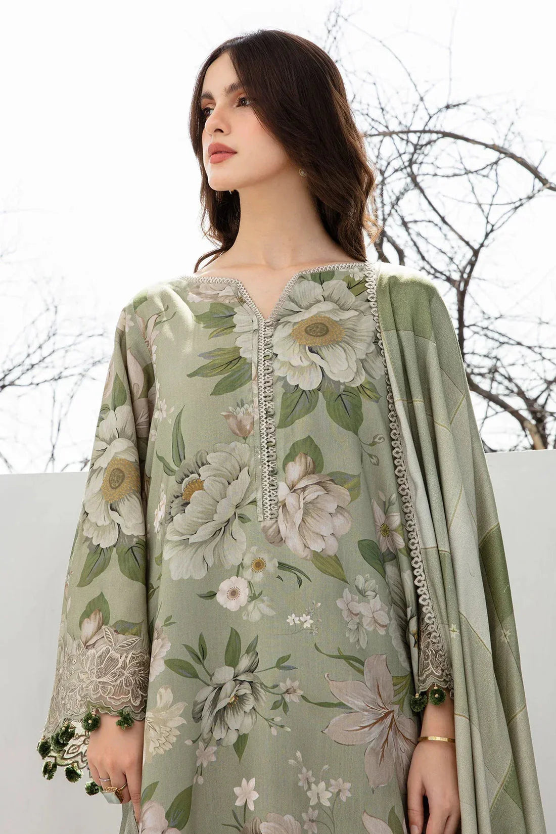 3PC Lawn Printed Shirt With Voile Printed Dupatta-1509 -fashion