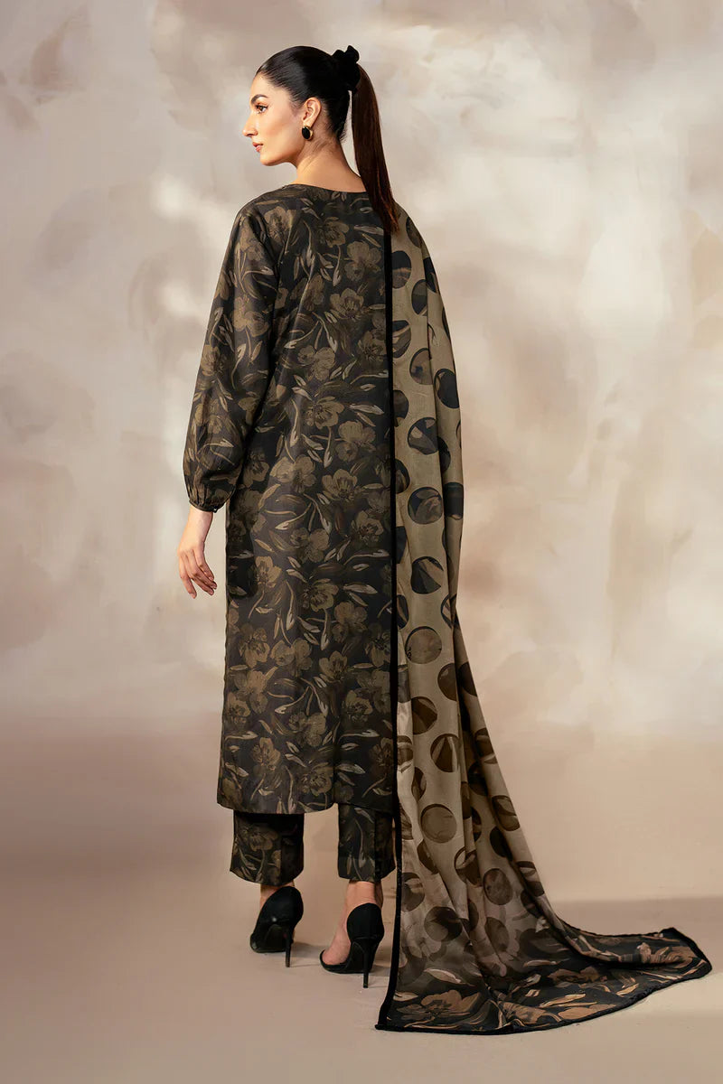 3PC-Printed Lawn Zarri Shirt With Voile Printed Dupatta-1519 -fashion