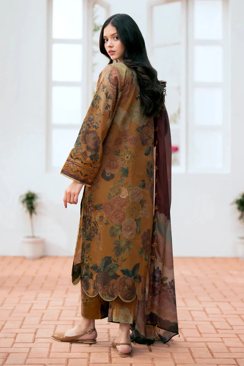 3PC Lawn Printed Shirt With Voile Printed Dupatta-1507 -fashion