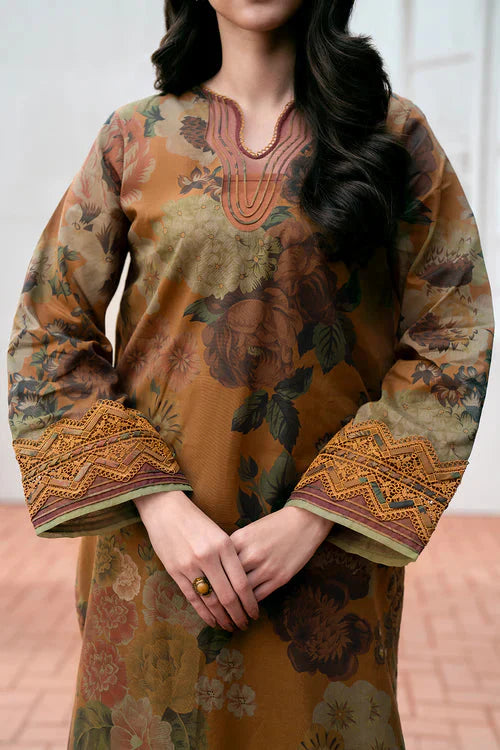 3PC Lawn Printed Shirt With Voile Printed Dupatta-1507 -fashion