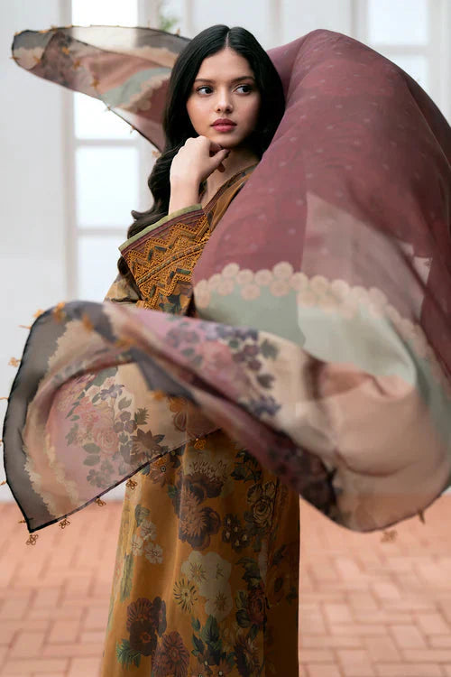 3PC Lawn Printed Shirt With Voile Printed Dupatta-1507 -fashion