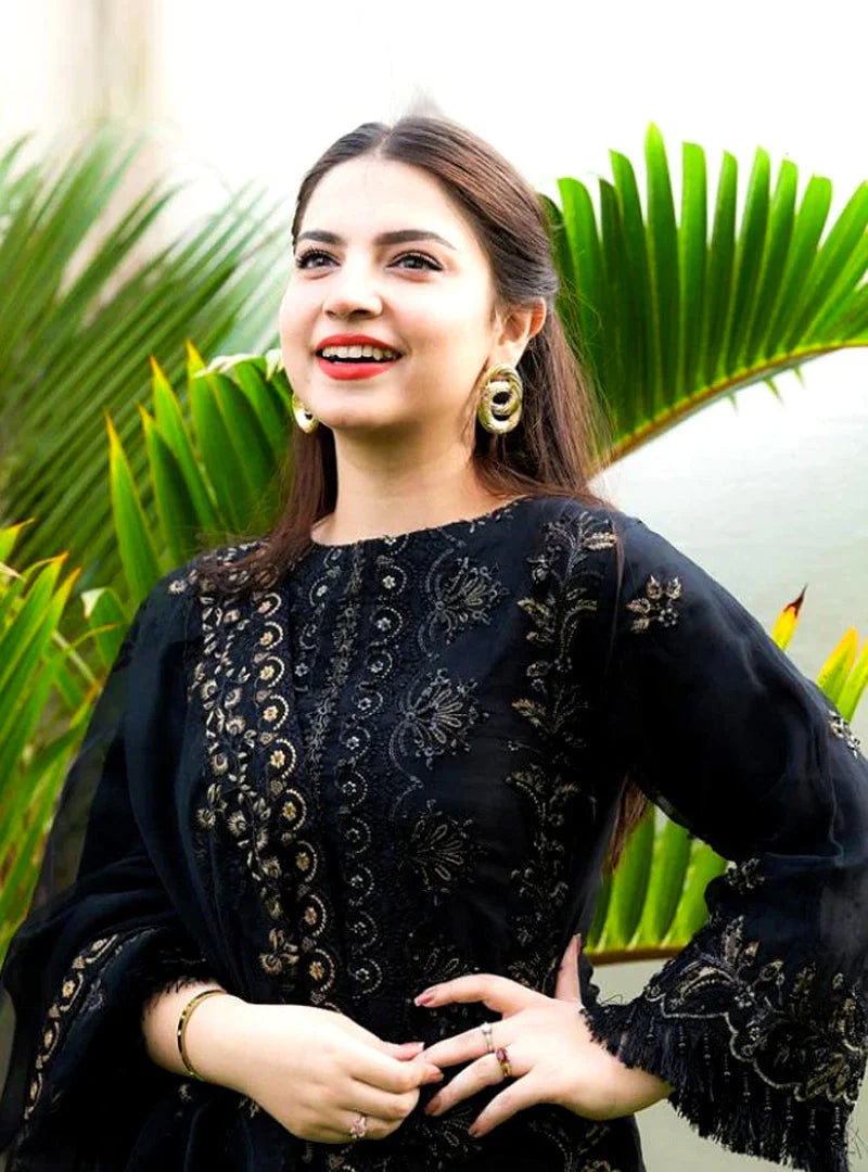 Lawn 3PC Embroidered Shirt with Organza Embroidered Dupatta- 1020 -fashion