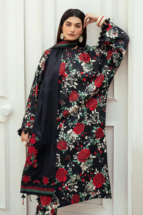 3PC-Printed Lawn Zarri Shirt With Voile Printed Dupatta-1526 -fashion