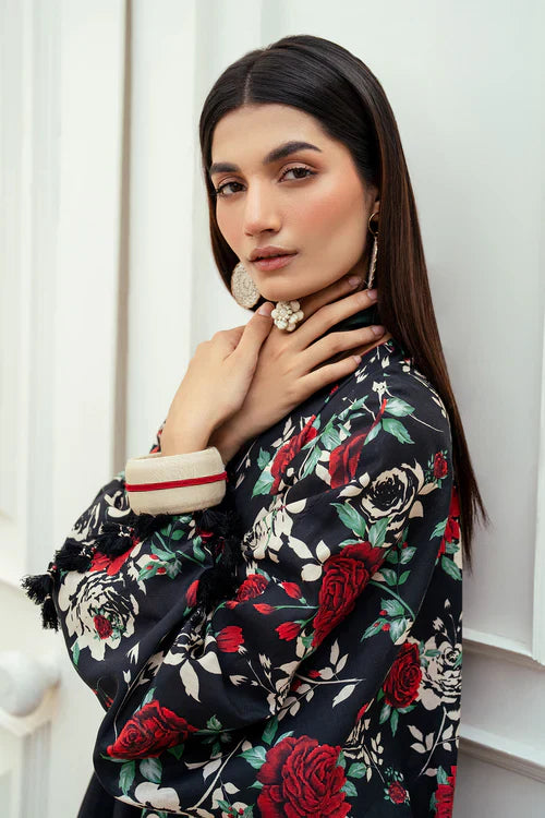3PC-Printed Lawn Zarri Shirt With Voile Printed Dupatta-1526 -fashion