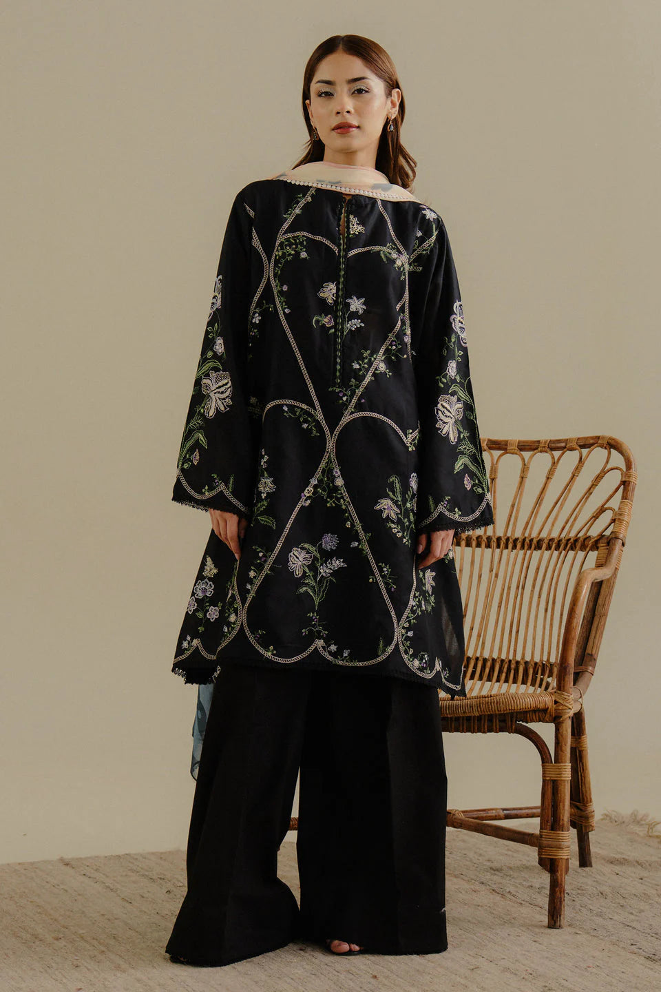 Lawn-3PC Embroidered Shirt with Digital Printed Jacquard Dupatta-1384 -fashion