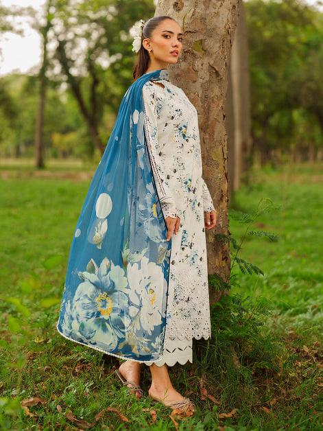 3PC-Printed Lawn Shirt With Voile Printed Dupatta-1546 -fashion