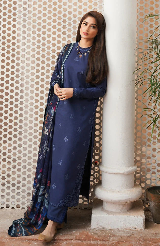 Lawn-3PC Embroidered Shirt with Digital Printed Jacquard Dupatta- 1353 -fashion