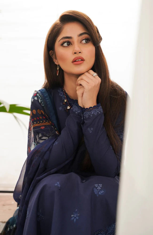 Lawn-3PC Embroidered Shirt with Digital Printed Jacquard Dupatta- 1353 -fashion