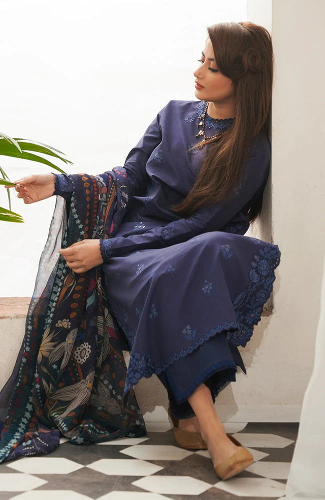 Lawn-3PC Embroidered Shirt with Digital Printed Jacquard Dupatta- 1353 -fashion