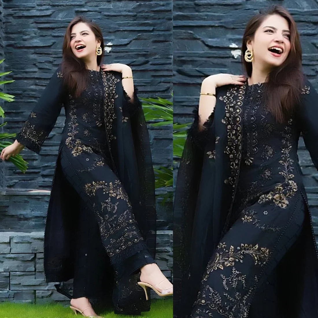 Lawn 3PC Embroidered Shirt with Organza Embroidered Dupatta- 1020 -fashion