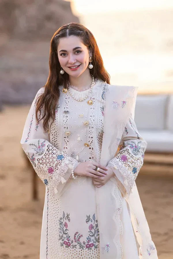 3PC Lawn Embroidered Shirt With Organza Embroidered Dupatta- 1050 -fashion