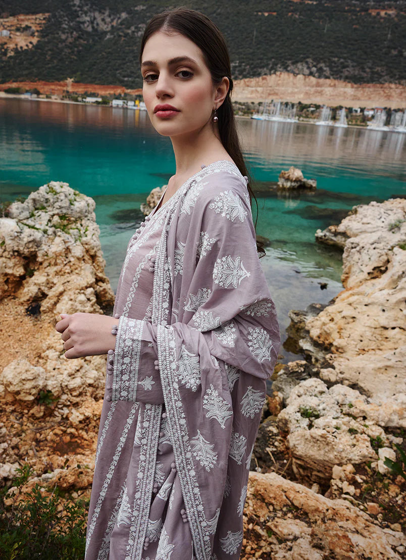 Lawn-3PC Embroidered Shirt with Organza Embroidered Dupatta-1370 -fashion
