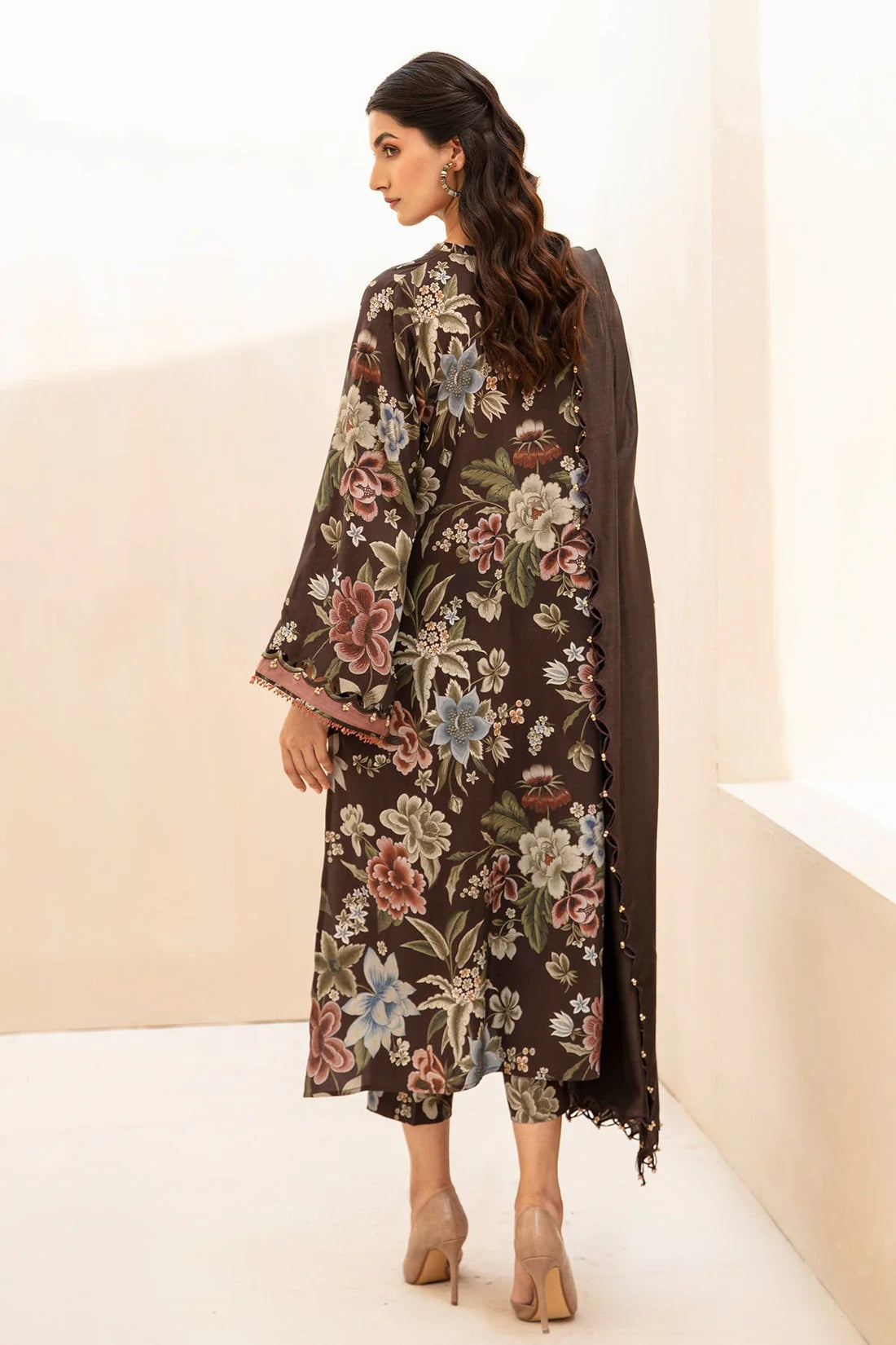 3PC Lawn Printed Shirt With Voile Printed Dupatta-1510 -fashion