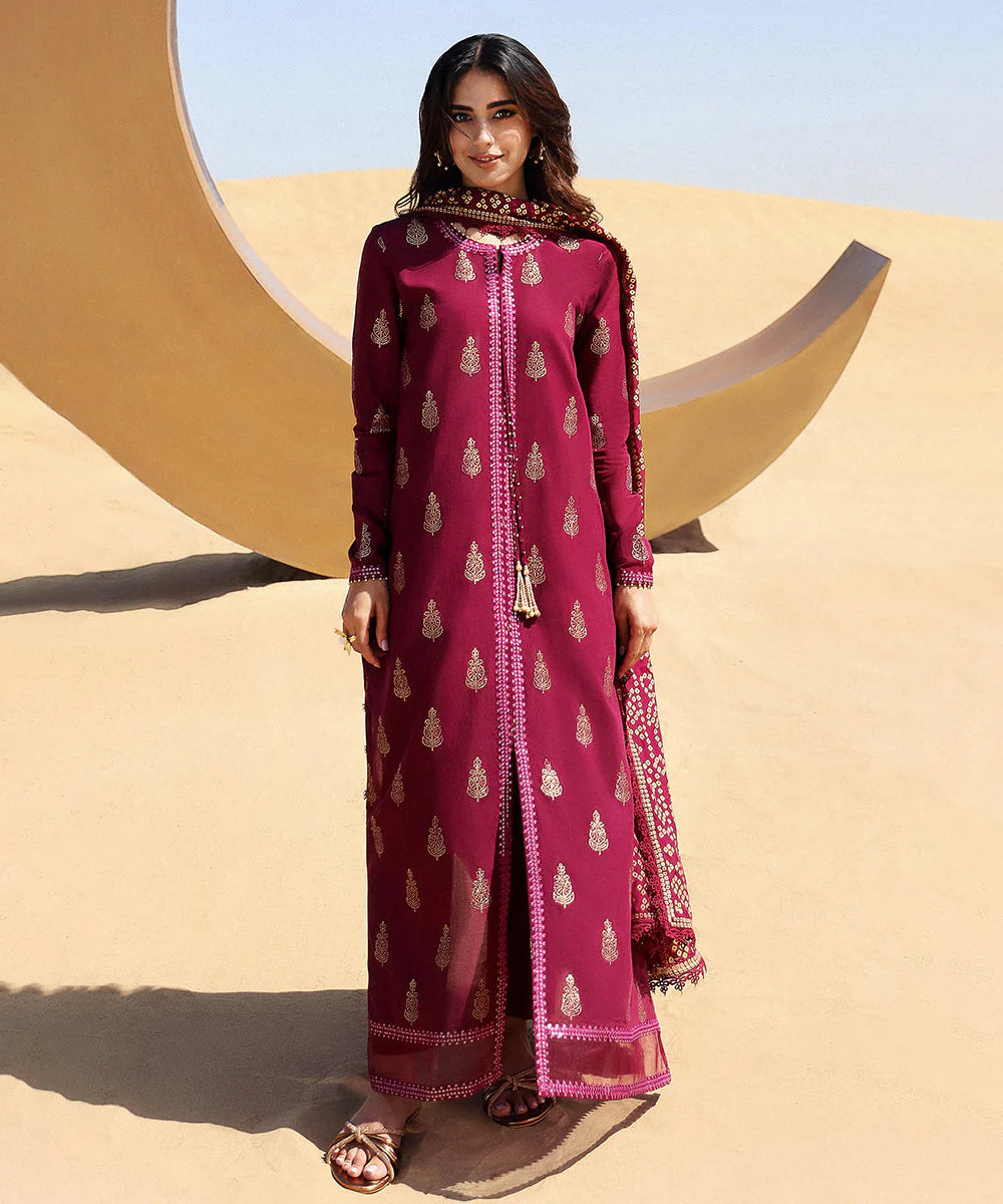 Lawn-3PC Embroidered Shirt with Digital Printed Jacquard Dupatta - 1331 -fashion