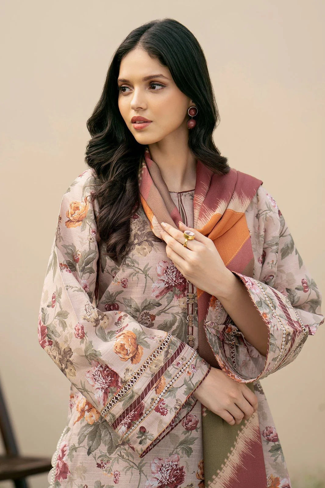 3PC Lawn Printed Shirt With Voile Printed Dupatta-1501 -fashion