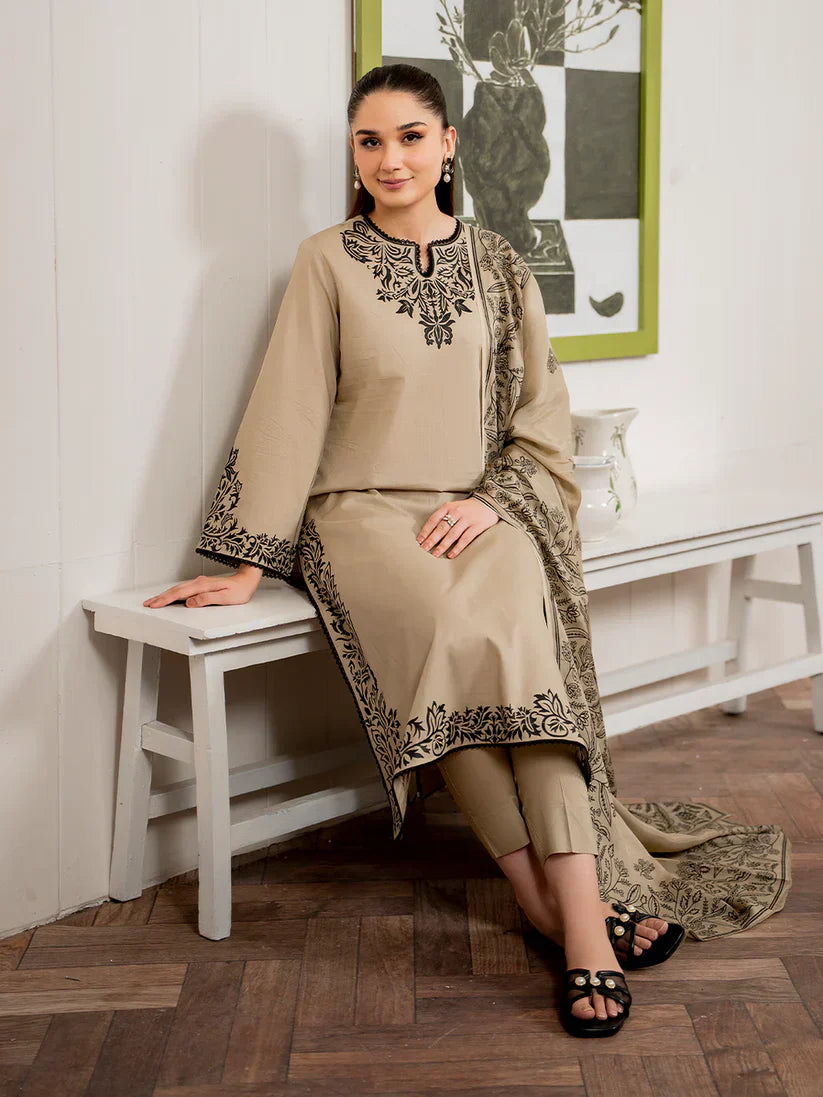 3PC Lawn Embroidered Shirt With Printed Dupatta-1150 -fashion