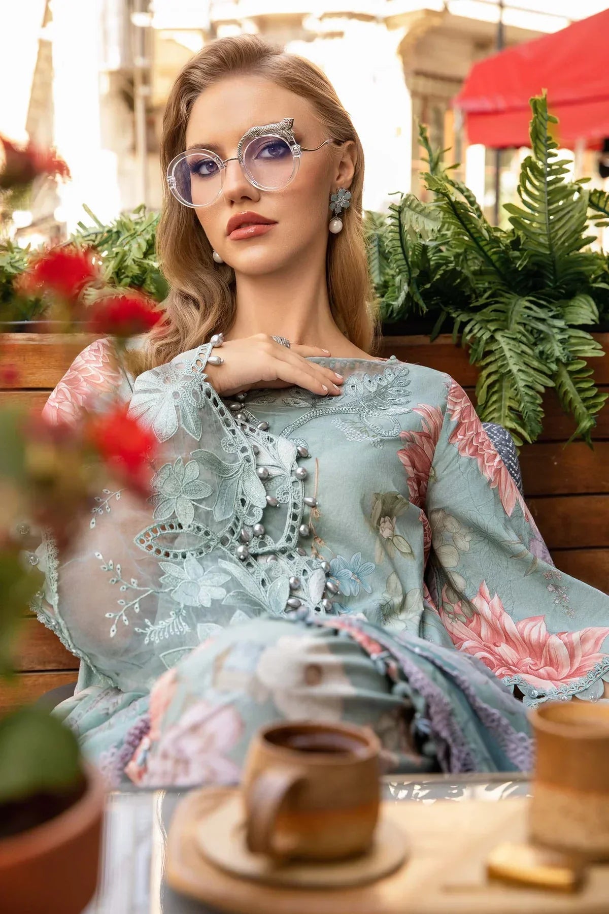 3PC-Printed Lawn Zarri Shirt With Voile Printed Dupatta-1520 -fashion