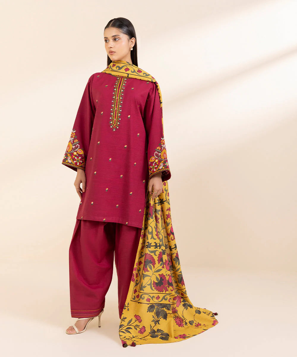Lawn 3PC Embroidered Shirt with Digital Printed Dupatta-1237 -fashion