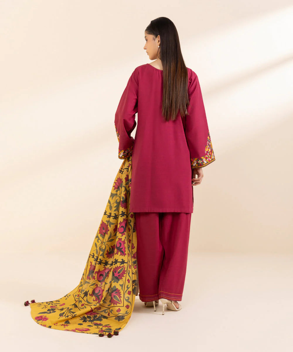 Lawn 3PC Embroidered Shirt with Digital Printed Dupatta-1237 -fashion