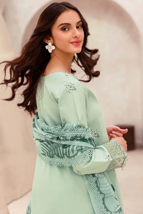 Lawn-3PC Embroidered Shirt with Digital Printed Jacquard Dupatta- 1352 -fashion