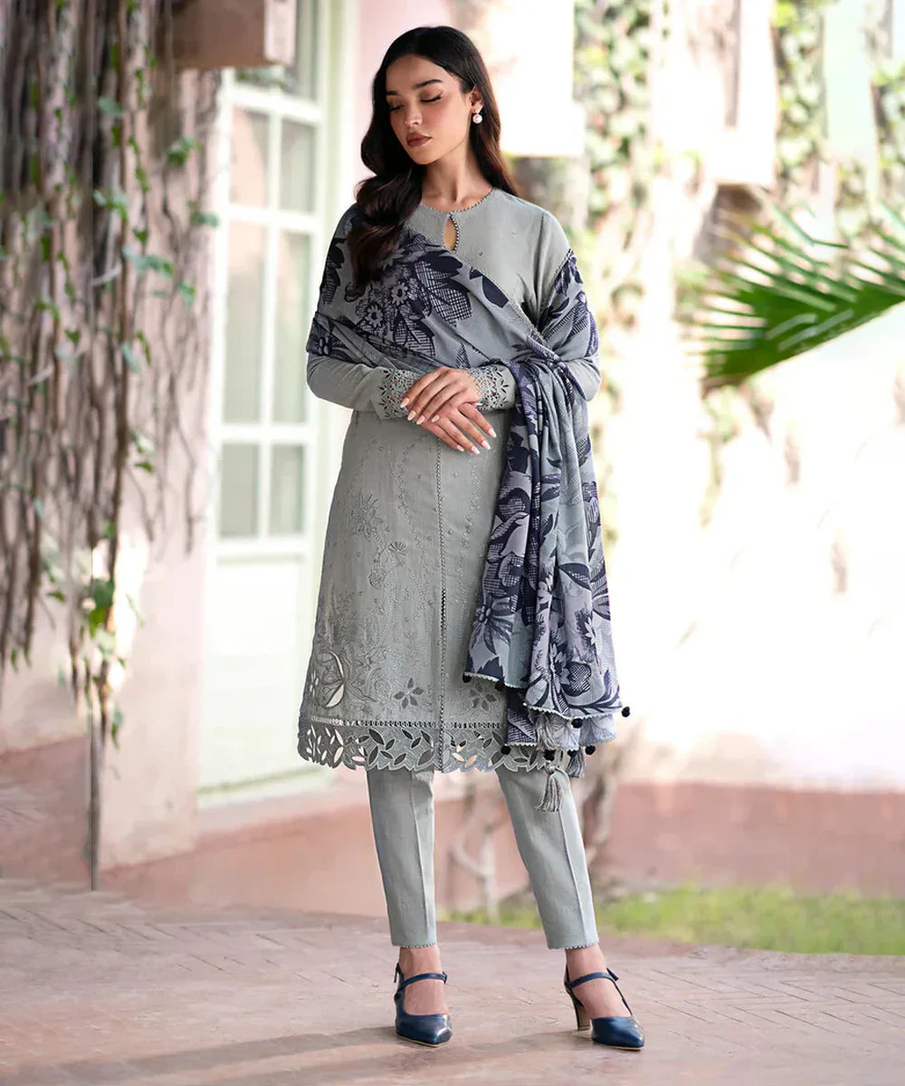 Lawn-3PC Embroidered Shirt with Digital Printed Jacquard Dupatta-1181 -fashion
