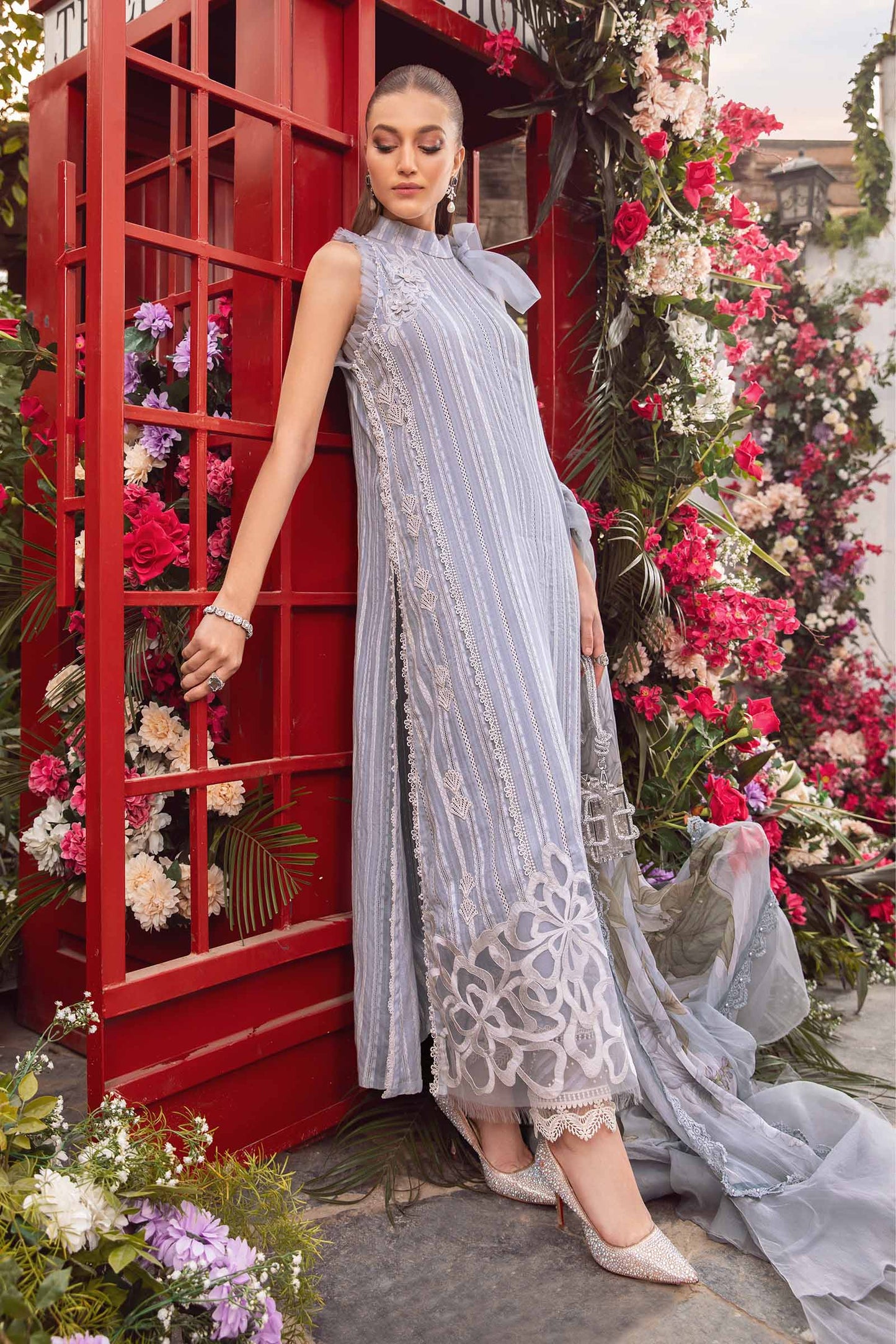 3PC-Printed Lawn Zarri Shirt With Voile Printed Dupatta-1529 -fashion