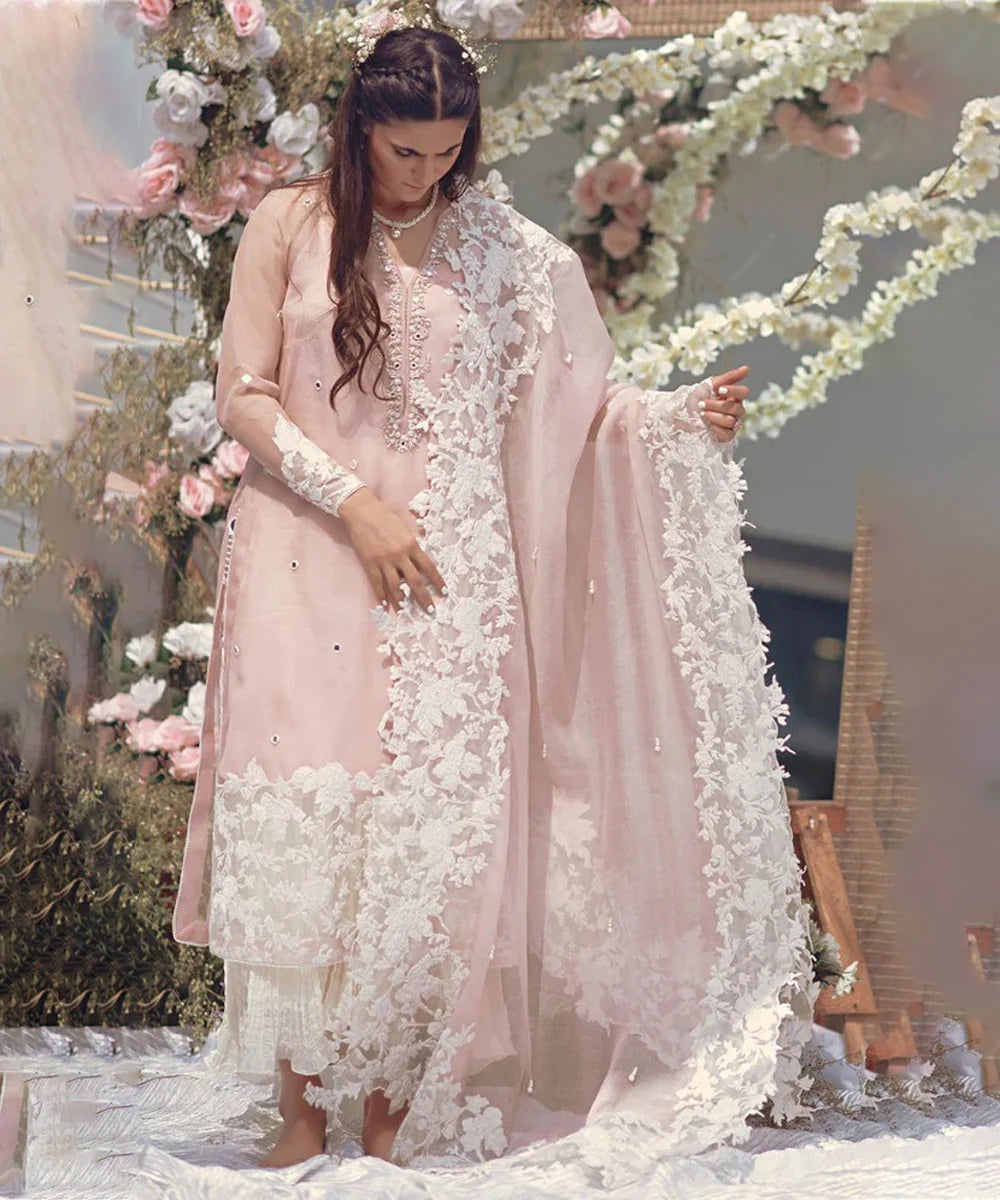 Lawn-3PC Embroidered Shirt with Organza Embroidered Dupatta-1332 -fashion
