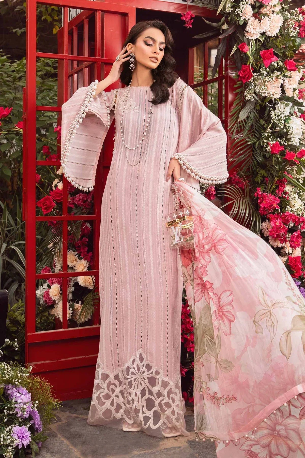 3PC-Printed Lawn Zarri Shirt With Voile Printed Dupatta-1530 -fashion