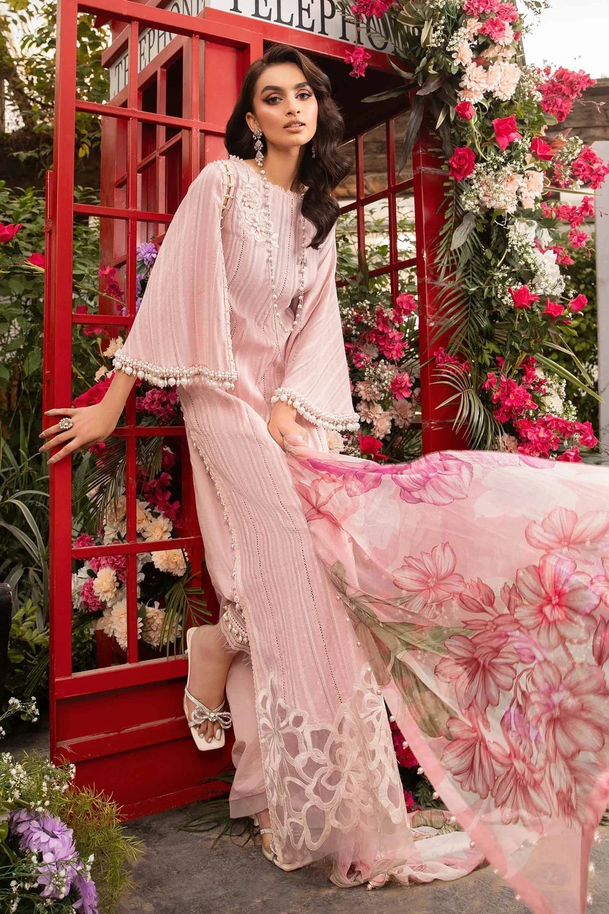 3PC-Printed Lawn Zarri Shirt With Voile Printed Dupatta-1530 -fashion