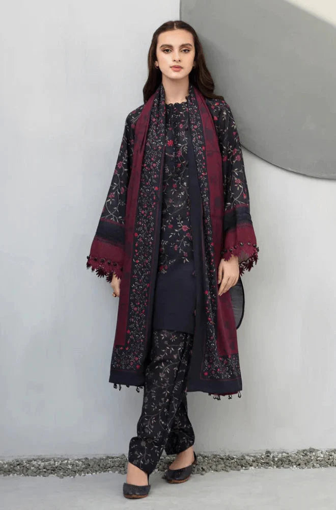 3PC Lawn Printed Shirt With Voile Printed Dupatta-1505 -fashion