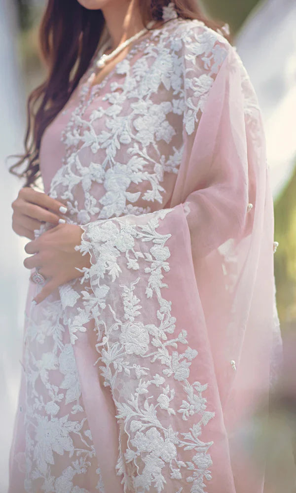 Lawn-3PC Embroidered Shirt with Organza Embroidered Dupatta-1332 -fashion