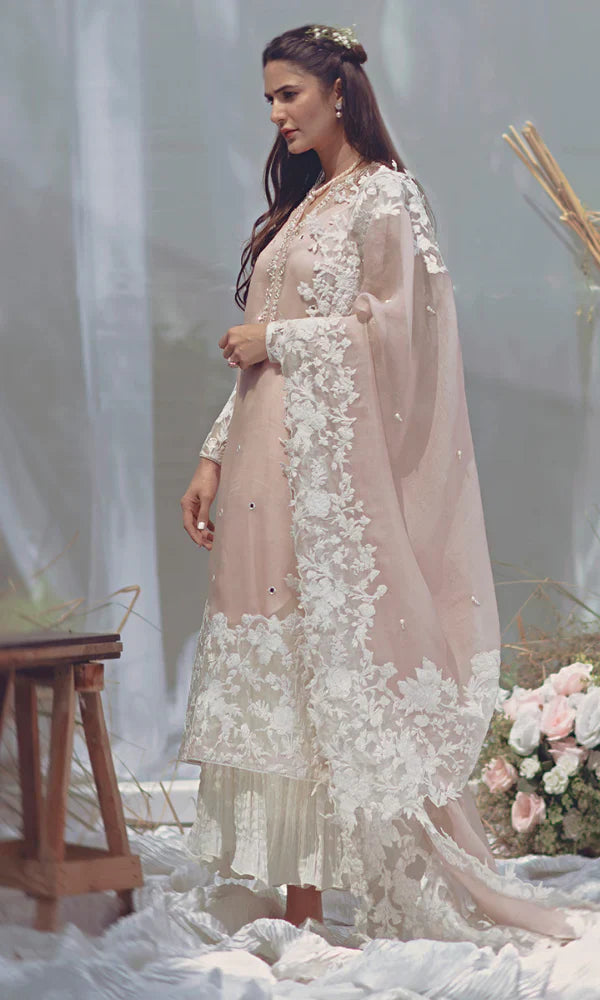 Lawn-3PC Embroidered Shirt with Organza Embroidered Dupatta-1332 -fashion