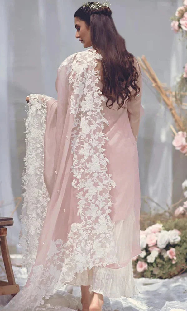 Lawn-3PC Embroidered Shirt with Organza Embroidered Dupatta-1332 -fashion