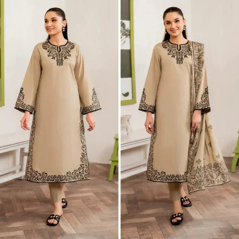 3PC Lawn Embroidered Shirt With Printed Dupatta-1150 -fashion