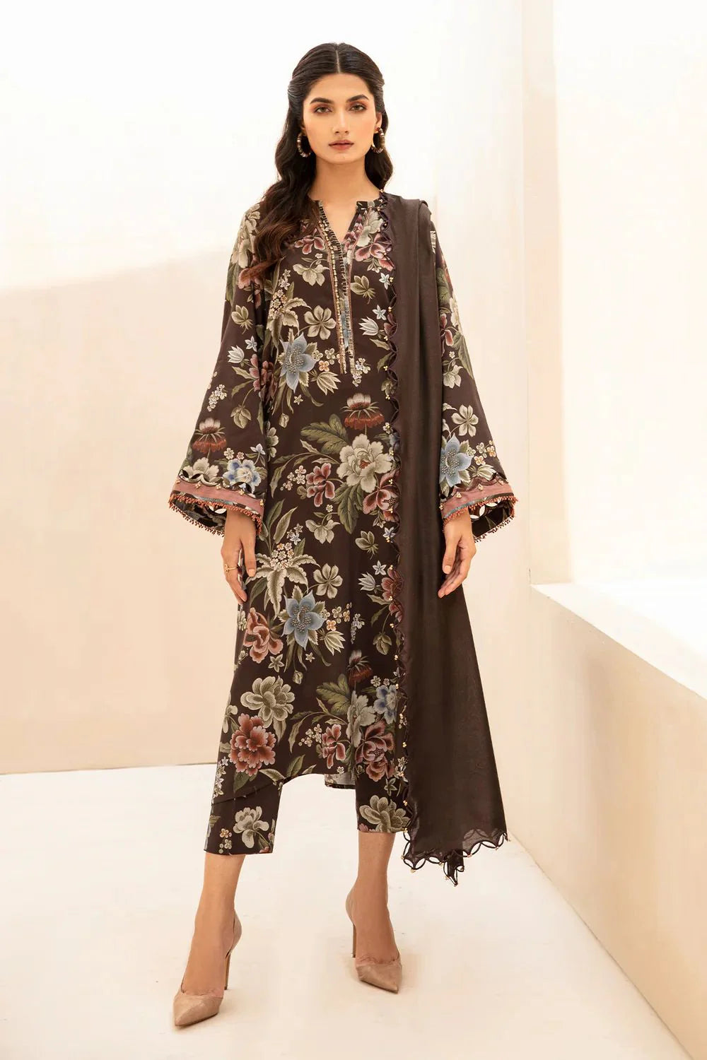 3PC Lawn Printed Shirt With Voile Printed Dupatta-1510 -fashion