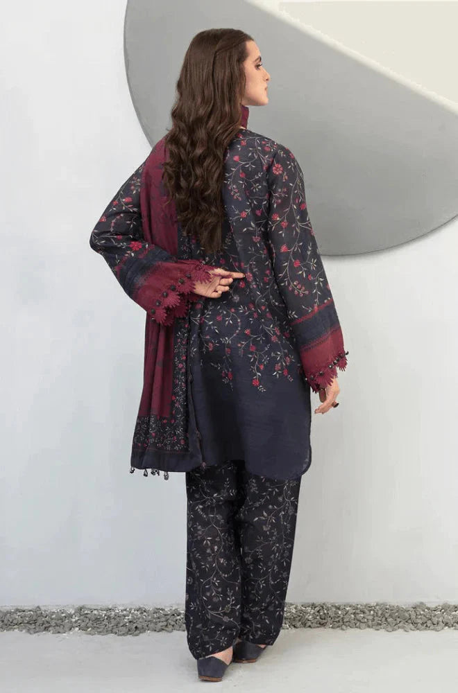 3PC Lawn Printed Shirt With Voile Printed Dupatta-1505 -fashion