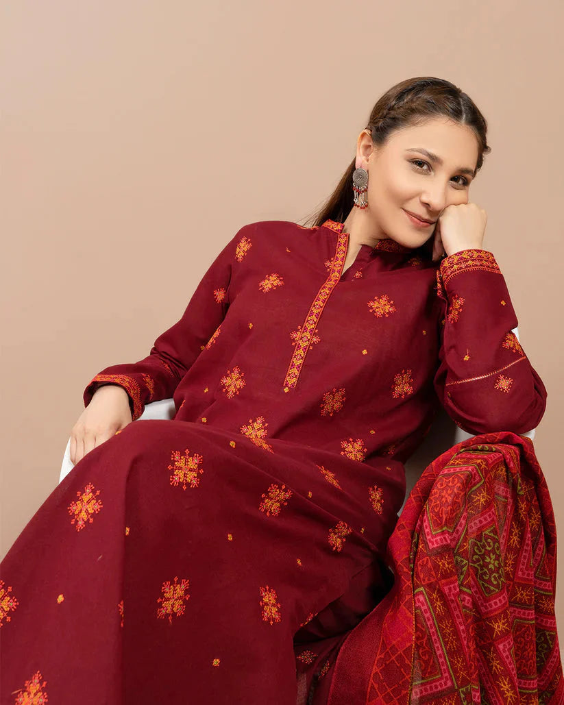 Lawn-3PC Embroidered with Digital Printed Dupatta-1187 -fashion
