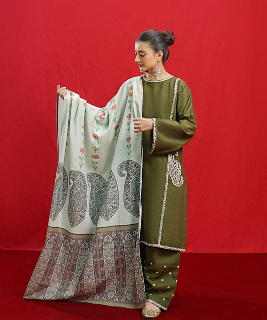 Lawn 3PC Embroidered with Digital Printed Dupatta-1047 -fashion