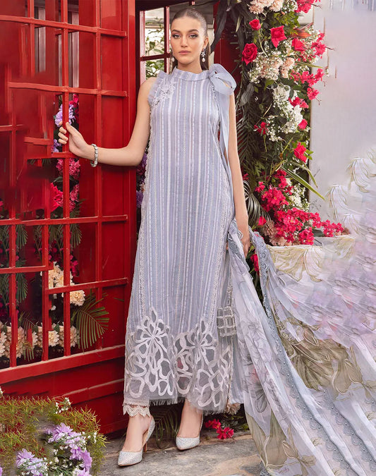 3PC-Printed Lawn Zarri Shirt With Voile Printed Dupatta-1529 -fashion
