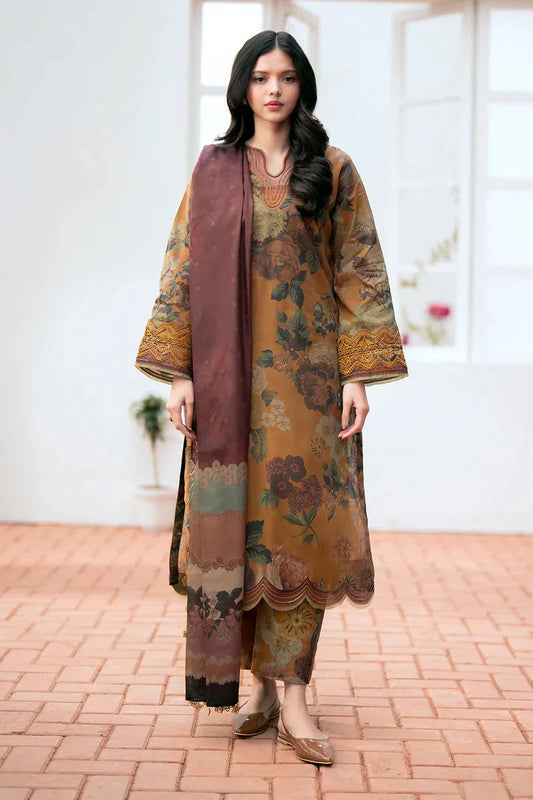 3PC Lawn Printed Shirt With Voile Printed Dupatta-1507 -fashion