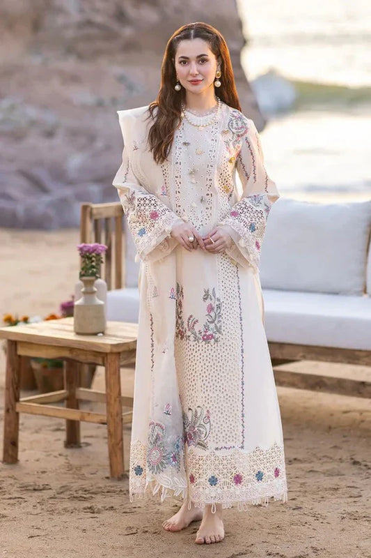 3PC Lawn Embroidered Shirt With Organza Embroidered Dupatta- 1050 -fashion