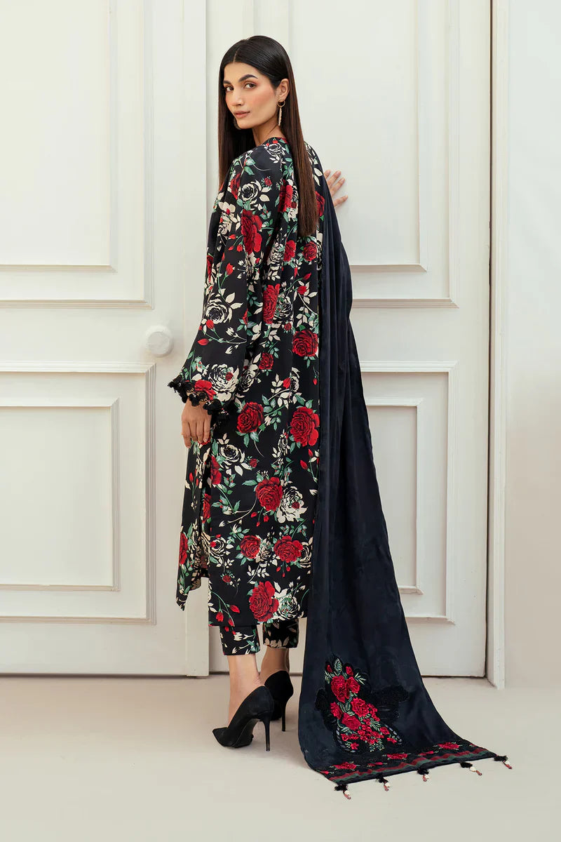 3PC-Printed Lawn Zarri Shirt With Voile Printed Dupatta-1526 -fashion