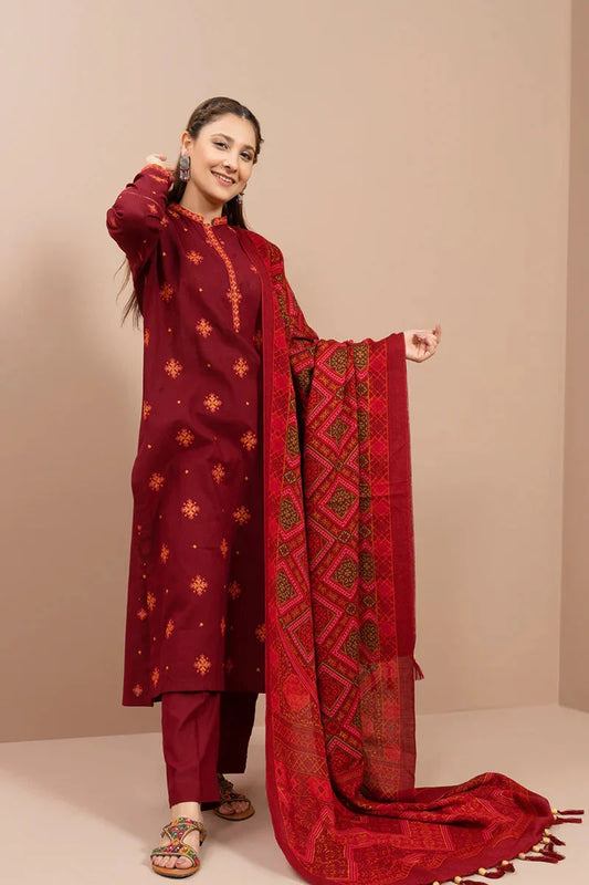 Lawn-3PC Embroidered with Digital Printed Dupatta-1187 -fashion