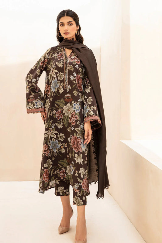 3PC Lawn Printed Shirt With Voile Printed Dupatta-1510 -fashion