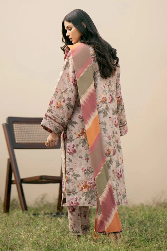 3PC Lawn Printed Shirt With Voile Printed Dupatta-1501 -fashion